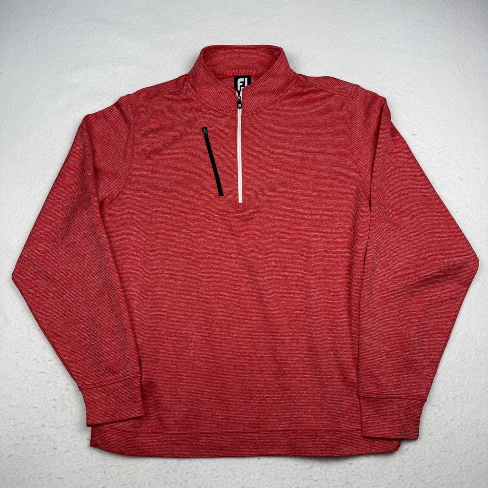 FootJoy Pullover Mens Large Red 1/4 Zip Long Sleeve Golf Top Lightweight